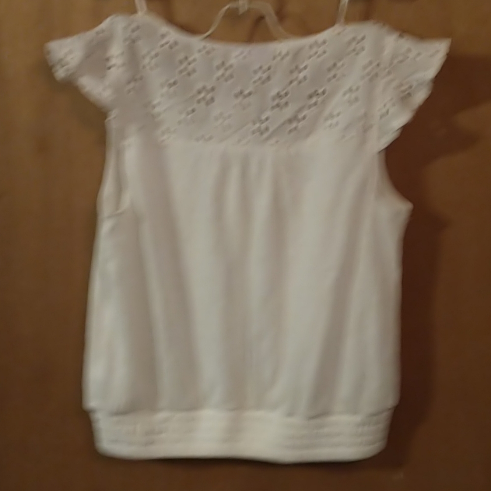 So Crop Top Flower Cut Out Back & Sleeved Button Detail Shirt Soho Shabby Chic - Picture 5 of 9